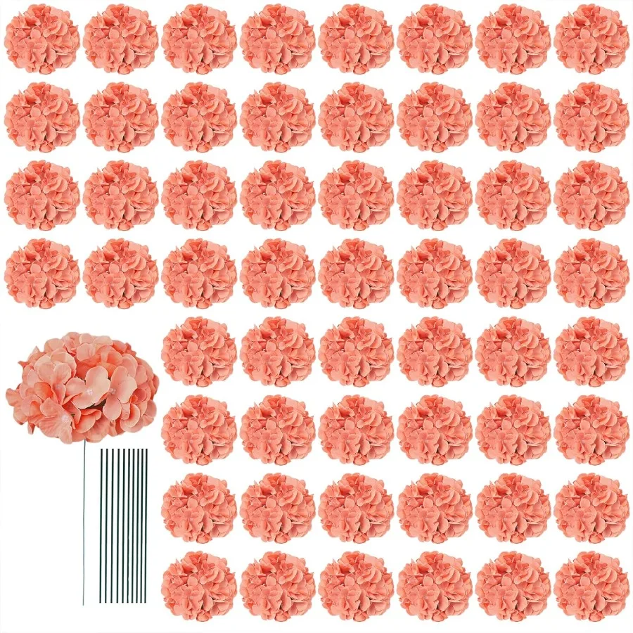 

65 шт. осенние цветы терракота искусственные цветы гортензия искусственные цветы оптом реалистичные гортензии шелковые цветы с стеблими для H