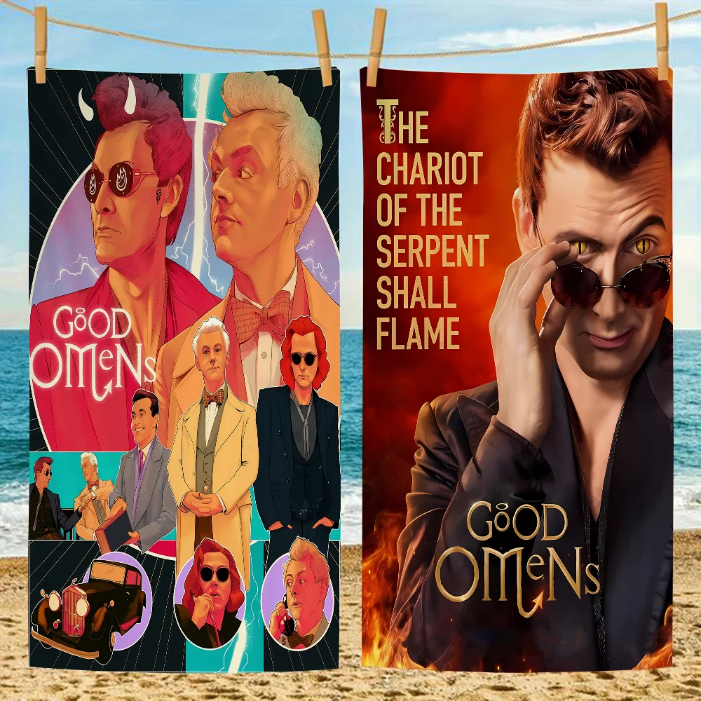 

TV Good Omens Series Show Microfiber Blanket Quick Drying Beach Towels Oversized Printing Super Absorbent Pool Towel Blanket