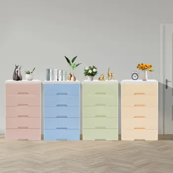 43.5*29*80公分 PP材質抽屜櫃,粉紅色/黃色/藍色/綠色,長方形儲物櫃,5個抽屜,落地式,適用於臥室 8 最佳銷售 小梳妝台 - №1
