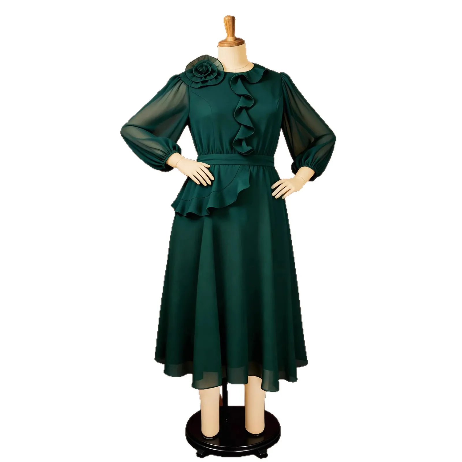 L-4XL 플러스 사이즈 아프리카 드레스 여성용 우아한 2026 봄 여름 아프리카 긴 소매 O넥 파티 이브닝 미디 드레스 의상