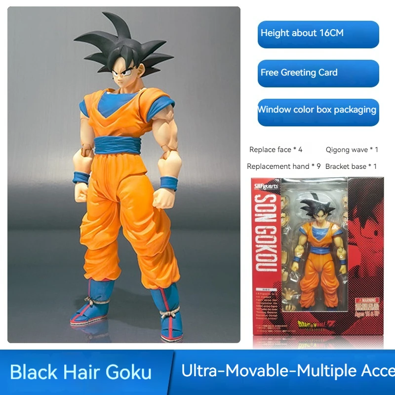 Shf Dragon Ball Joint Action Figure Goku Sun 2nd Generation Black Haired Red Clothes Collection Figures Model Ornament Toy Gift