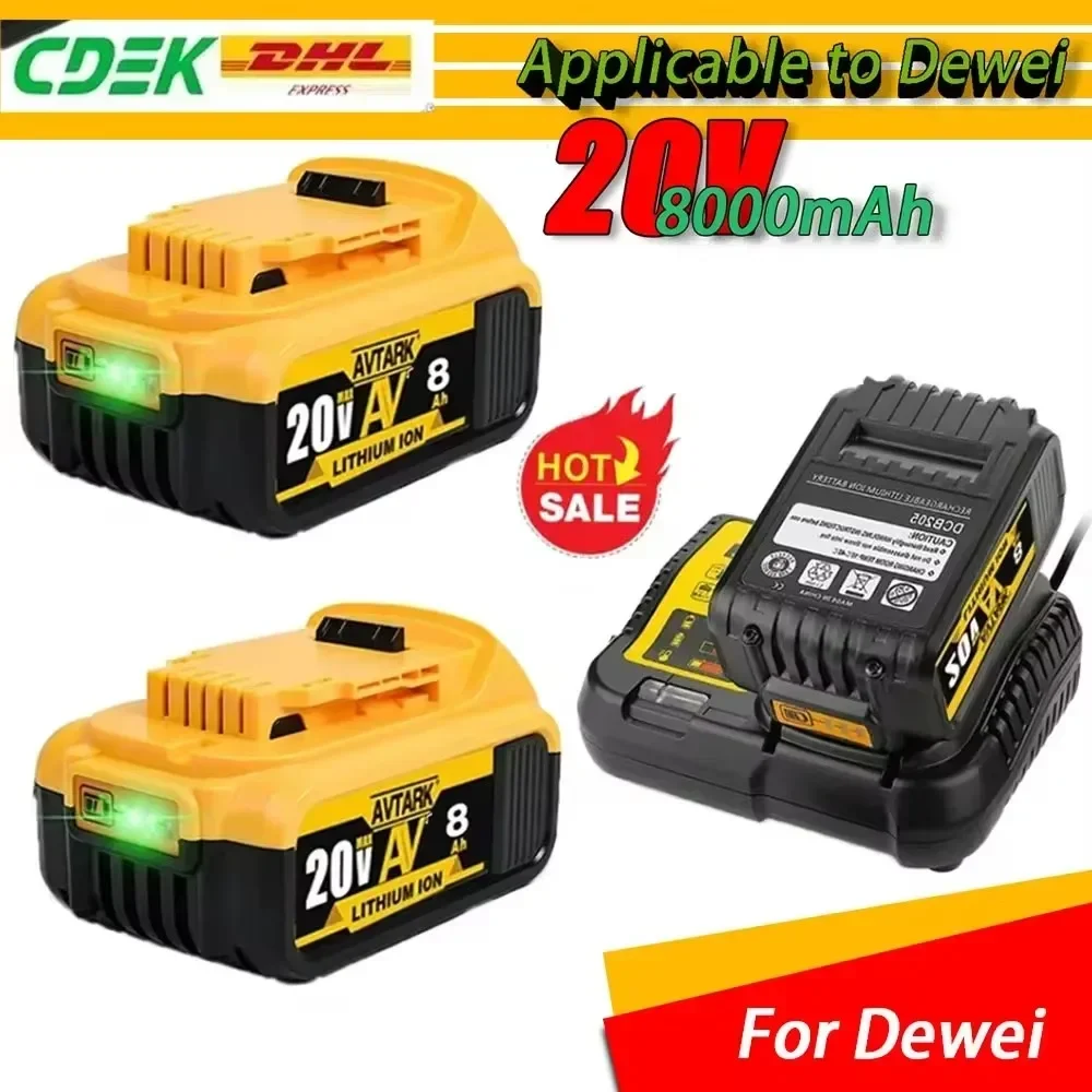 Новый аккумулятор, совместимый с электроинструментами dewalt 18 в 8 Ач, перезаряжаемый Электрический инструмент, литиевые батареи 20 в 18 в 18 в 5 Ач 6 Ач 8 Ач