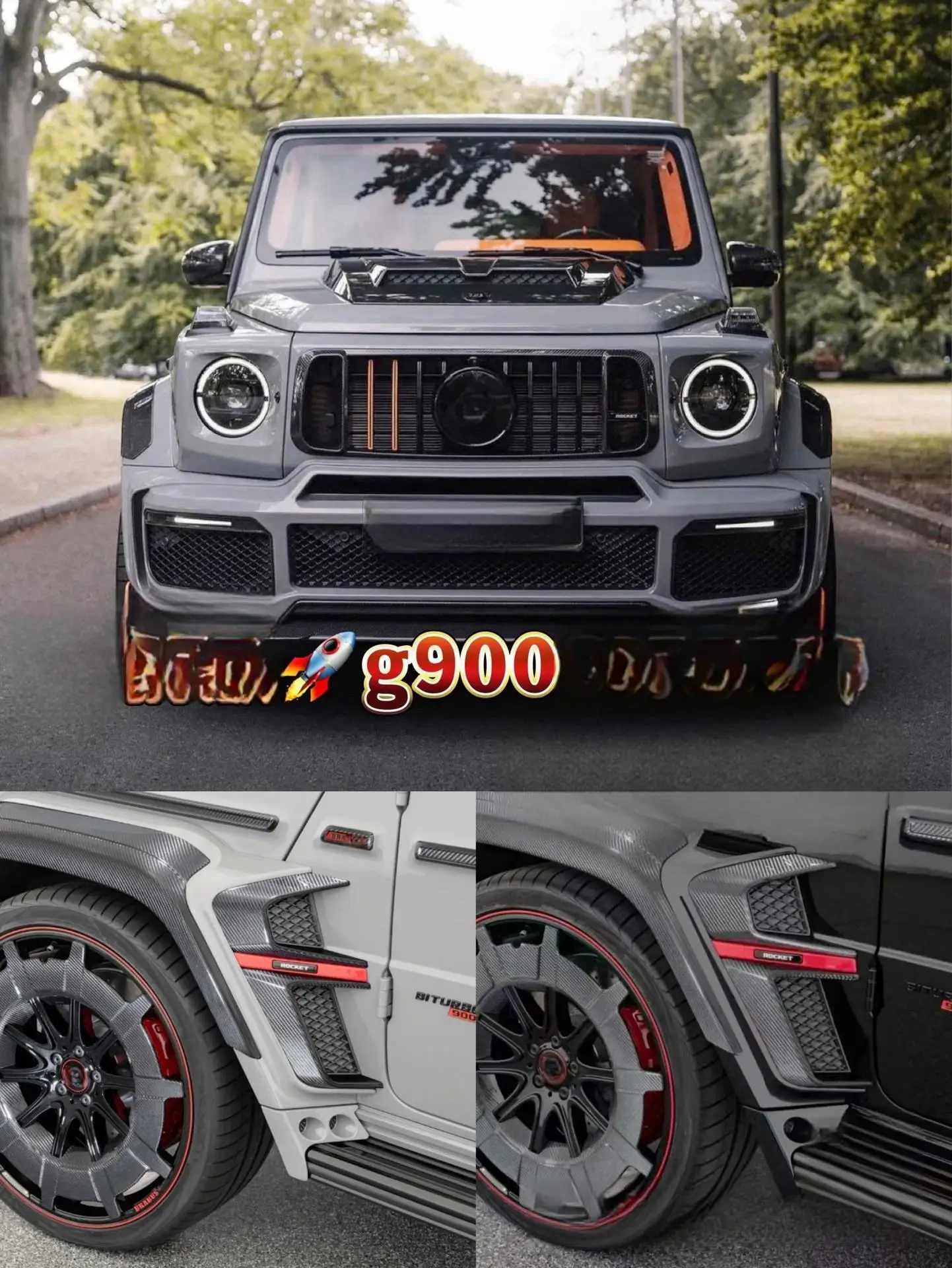 For Mercedes Benz G-Class Widebody kit Carbon Fiber For Brabu Rocket G900 Style W464 G63 Class G500 G800 For AMG BodyKit