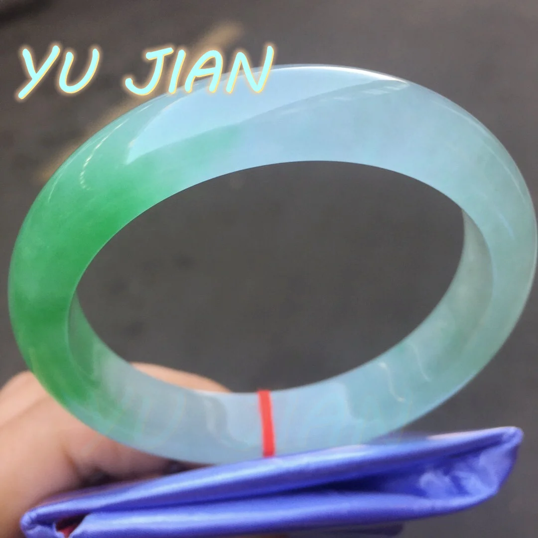 Newest Natural Ice Penetrating Jade Real Color Semi Green Jadeite Perfect Bracelet Handring Delicate Noble BANGLES Fine Jewelry
