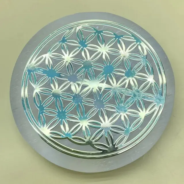 Natural Selenite Slice Slab White Gypsum 7 Chakras Flower of Life Charging Plate Yoga Meditation Fengshui Healing Crystal Gift Natural Selenite Slice Slab White Gypsum 7 Chakras Flower of Life Charging Plate Yoga Meditation Fengshui Healing Crystal Gift