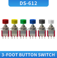 DS612 Red/Green/Blue/Yellow/White/Black 3 Pin SPDT Momentary AC 2A/250V 5A/120V Push Button Pushbutton Switch 1 NO 1 NC