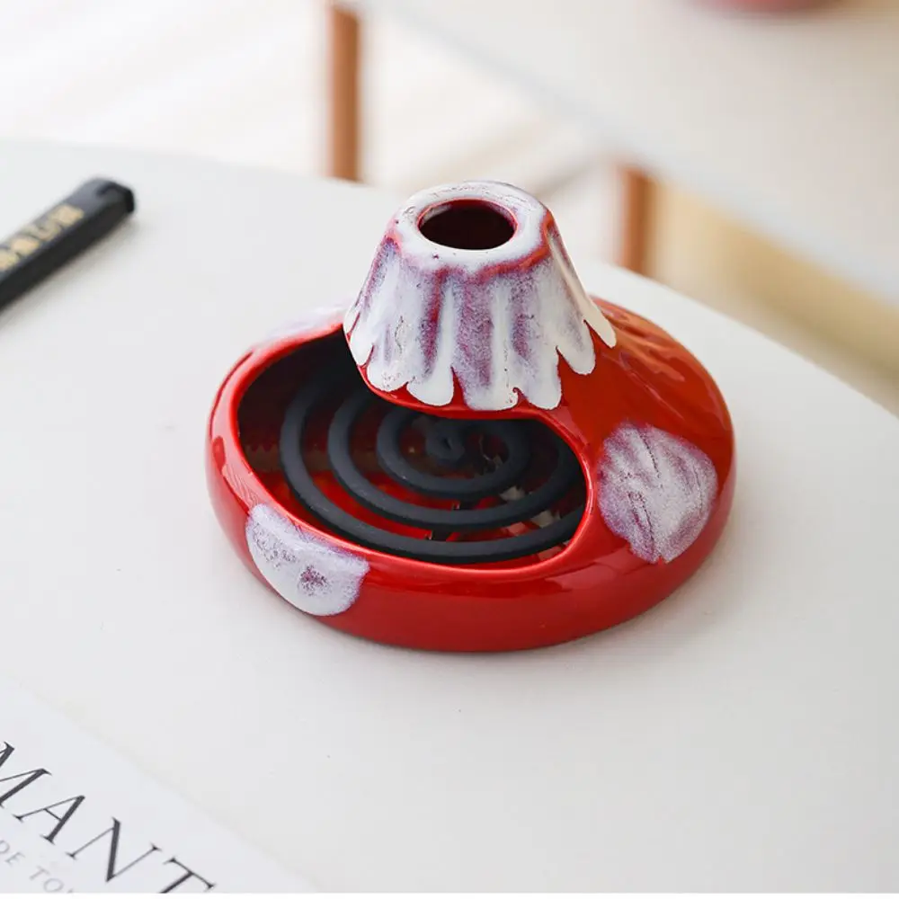 

Ceramic Volcanic Shape Mosquito Incense Rack Fire-resistant Windproof Mosquito Coil Holder Portable Anti Scalding Holder
