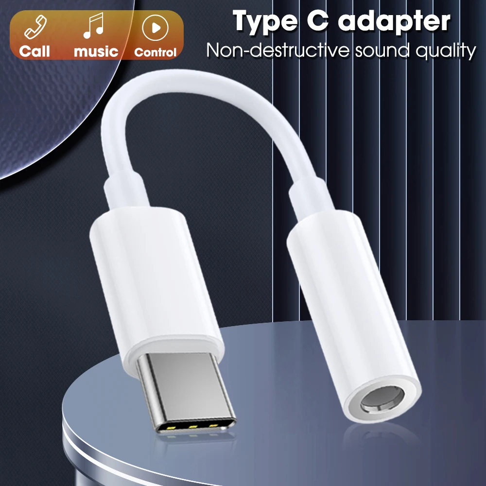 1/2Pcs USB Type C To 3.5mm Aux Adapter Type-c 3.5 Jack Audio Cable For Samsung Galaxy Xiaomi Huawei HIFI Earphone OTG Connetor