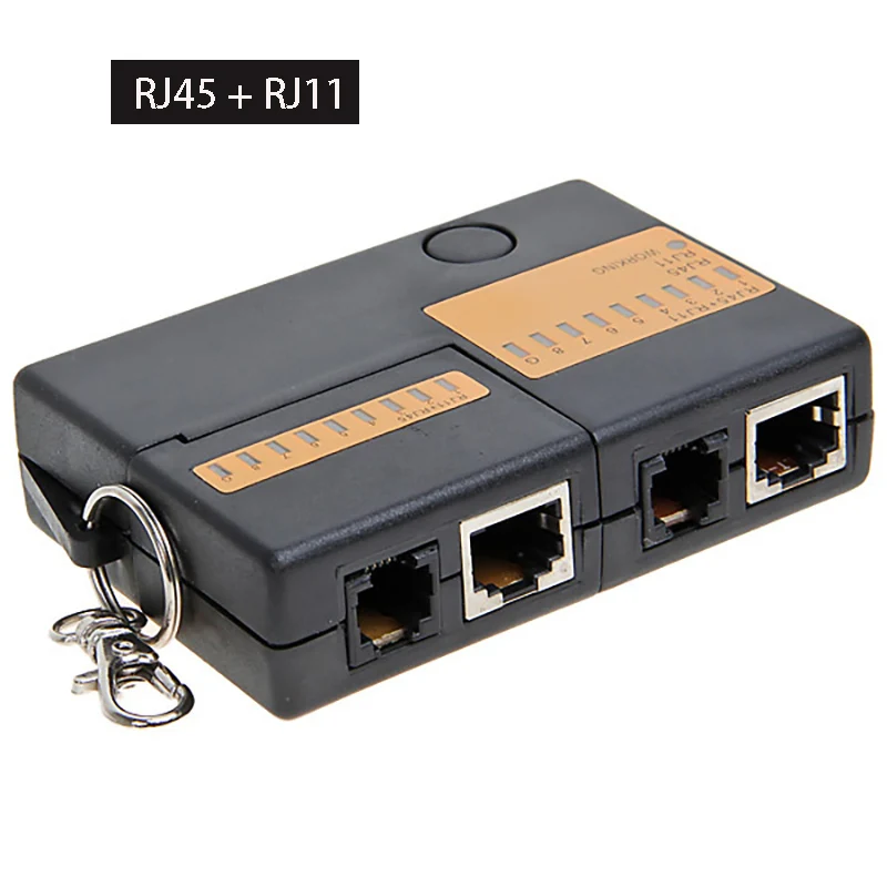 RJ45 네트워크 케이블 테스터 LAN 이더넷 코드 테스트 도구 RJ11 전화선 스위치 포트 네트워크 라인 테스터(키체인 포함)