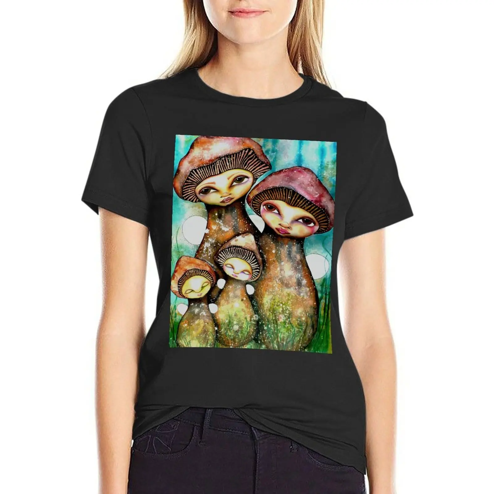 

Mushroom Family T-Shirt anime cute tops sweat tops for Women