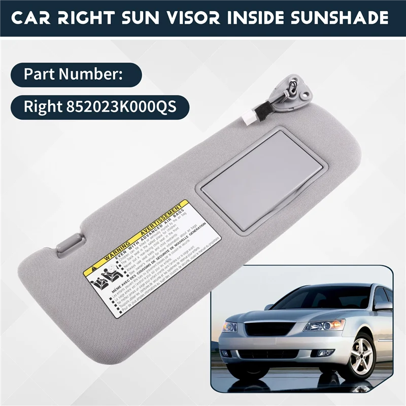 مجموعة حاجب الشمس الداخلية للسيارة 1 مجموعة 852013K010QS 852023K000QS من القماش الرمادي لشركة Hyundai SONATA 2006-2010