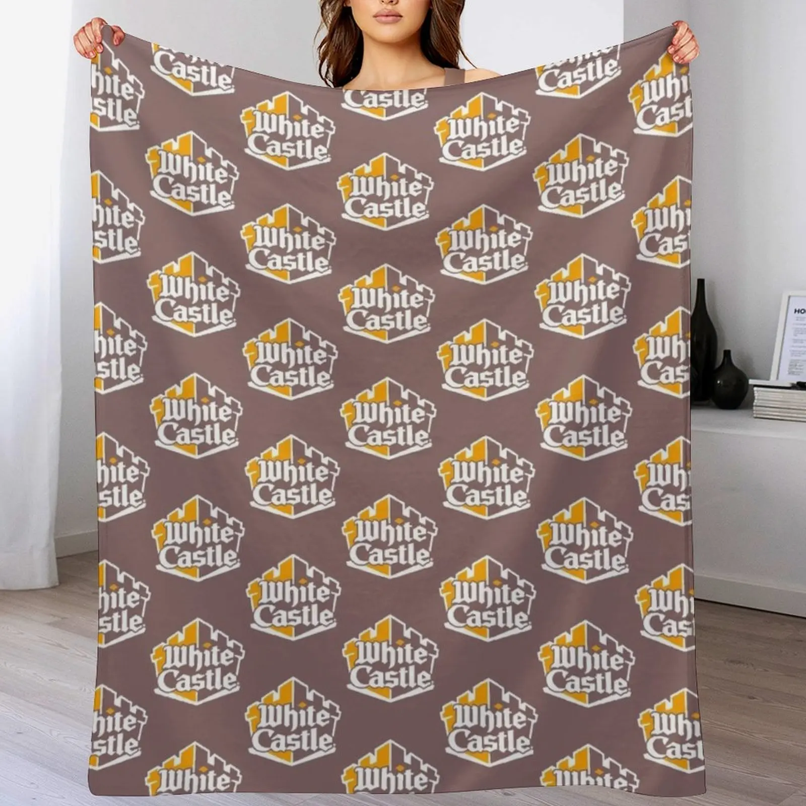 White Castle Burger Throw Blanket Soft Sherpa Fleece Warm Blanket for Winter