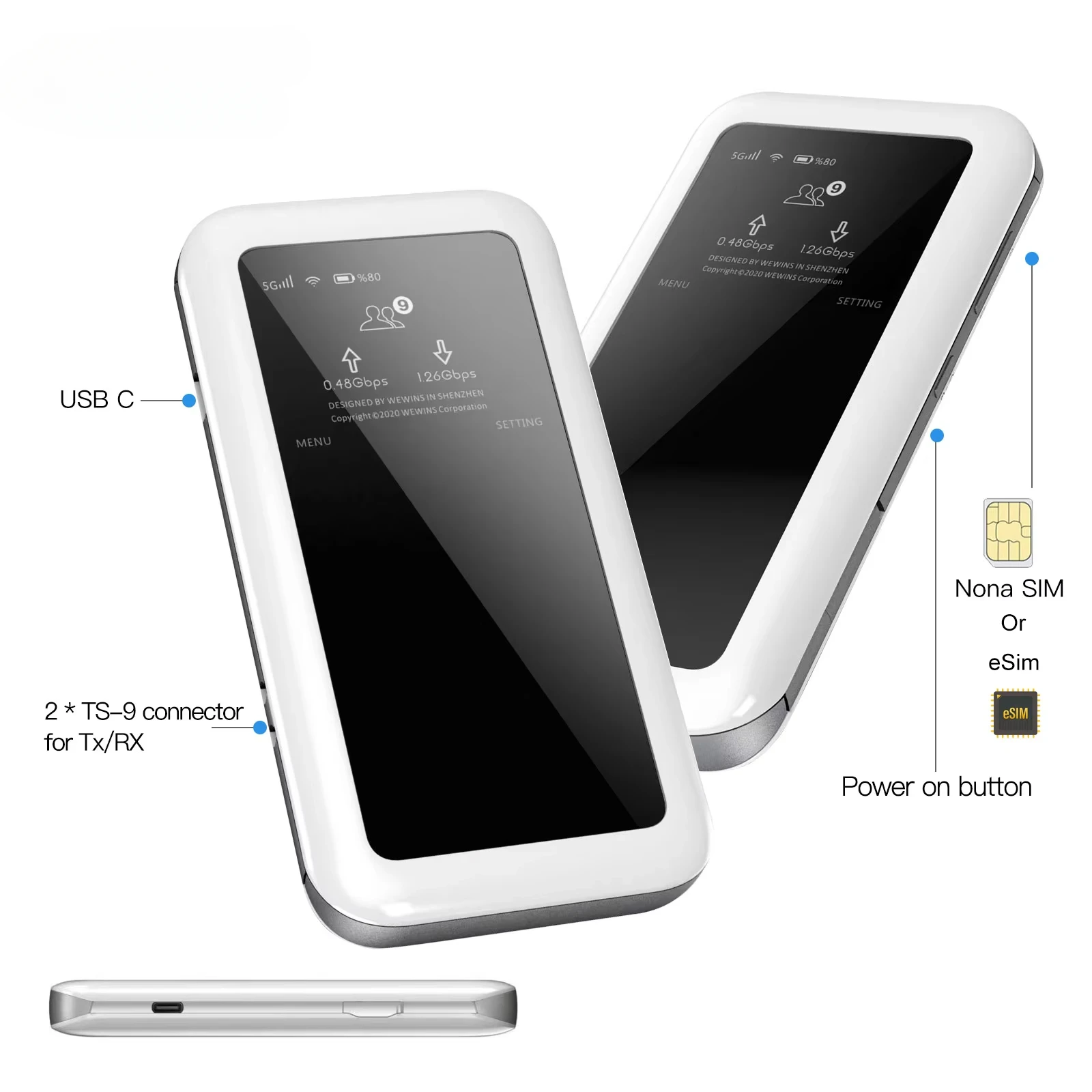 M46-e AX1800 5G E-Sim Portable Router 1800 Mbps Speed High Performance Mobile 4500 Mah Battery 5G Mini Wifi Cpe Router