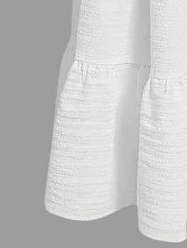 Girls White Layered Skirt 4 Girls' Fashionable and Simple Pure White Summer High-Waisted Multi-Layered Cake Skirt. Girls' Elegant and Playful Ladylike Outfit. Suitable for Going Out, Home Wear, Daily Wear, Skin-Friendly, Comfortable Travel Clothing 4