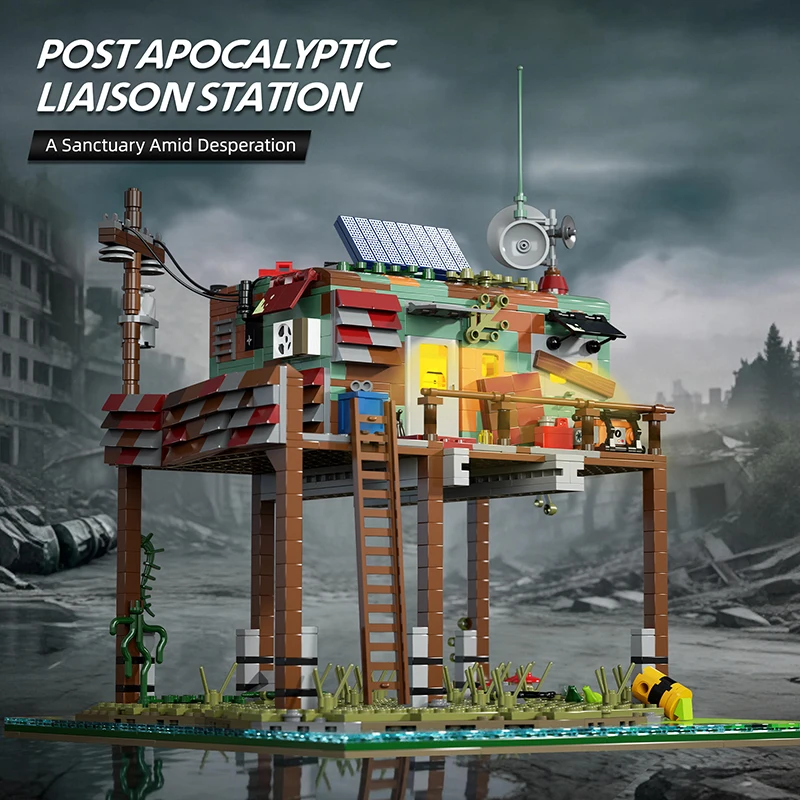 City Street View MOC 1794pcs Apocalyptic Post Liaison Station Building Blocks Bricks Set Outpost Model Toys Gifts For Men Boys