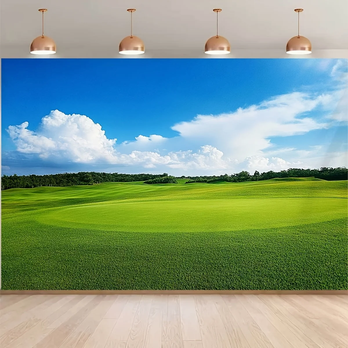 Large Scenic Golf Course Tapestry Wall Decor Polyester Hanging Blue Sky Landscape Nature Mural Art Indoor Home Decoration