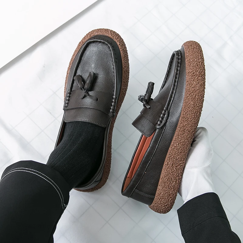 الرجال أحذية جلدية بدون كعب تدليك باطن الكورية نمط العصرية الرجال العمل حذاء رسمي مسطحة القاع التنقل حذاء فاخر تنوعا