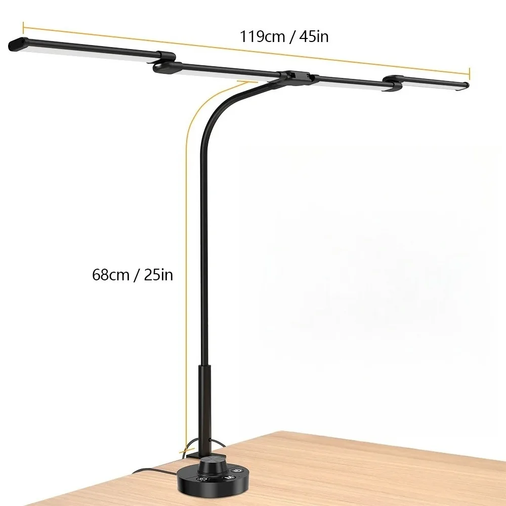 Rechargeable 4‑Fold LED Clip‑on Eye‑Care Flashlight Damping Rotation Switch Torch for Study Office Computer Desktop Lighting