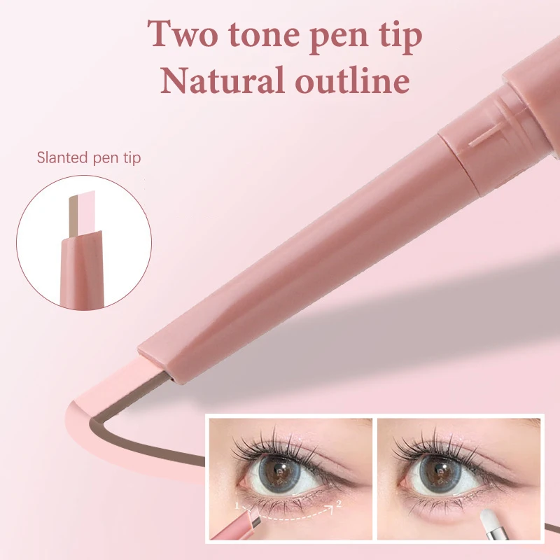 Waterdichte Natuurlijke Tweekleurige Liggende Zijderups Potlood Onder-Ogen Markeerstift Schaduw Pen Contour 2-in-1 Oogmake-up Cosmetica