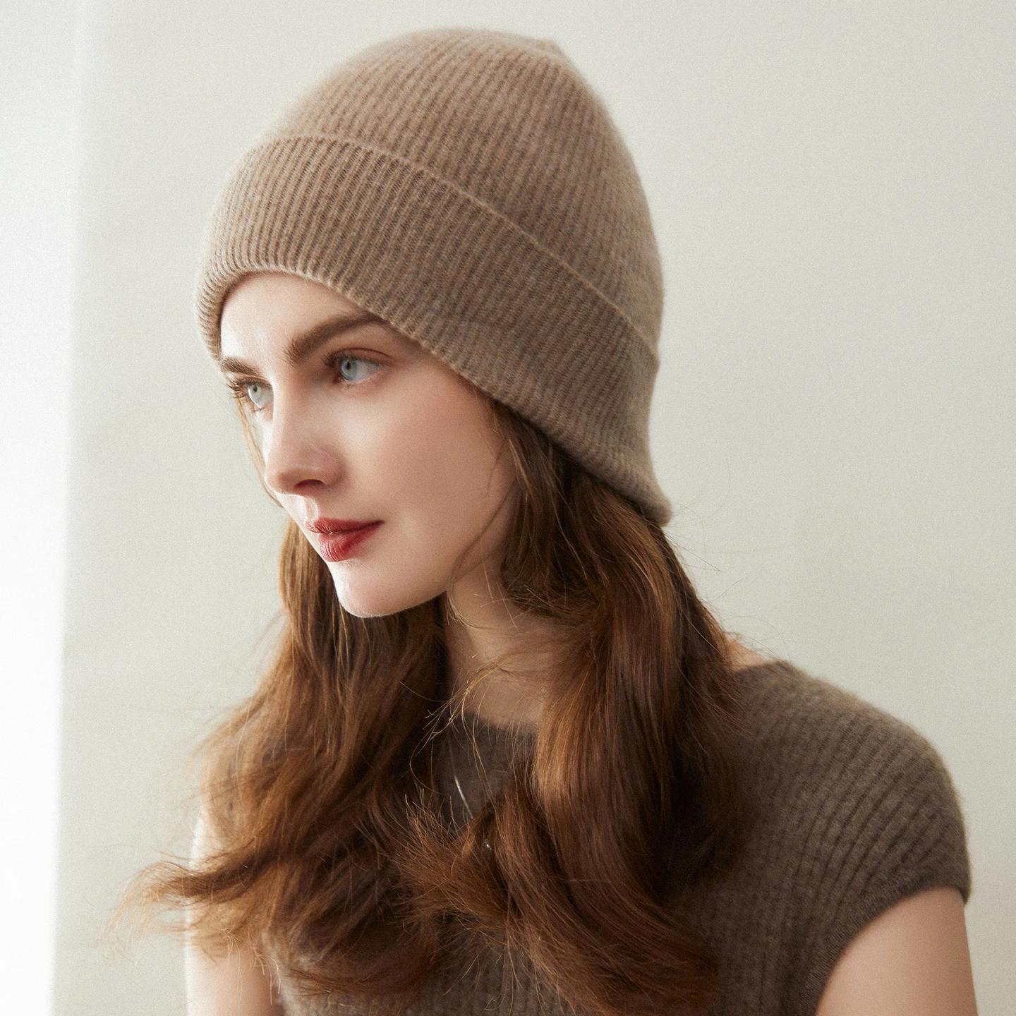 Autumn Winter Hight Quality Women 100% Cashmere Hat Keep Warm Comfort Casual Soft Thick Cashmere Knitted Hat
