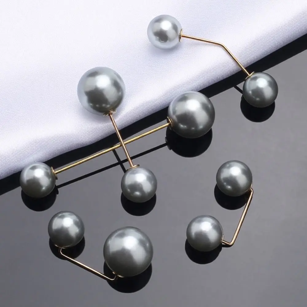 Sweater Pin Bending White Right Angle Waist Buckle Waist Tightening Brooch Anti-Exposure Brooch Shawl Buckle Pearl Brooch