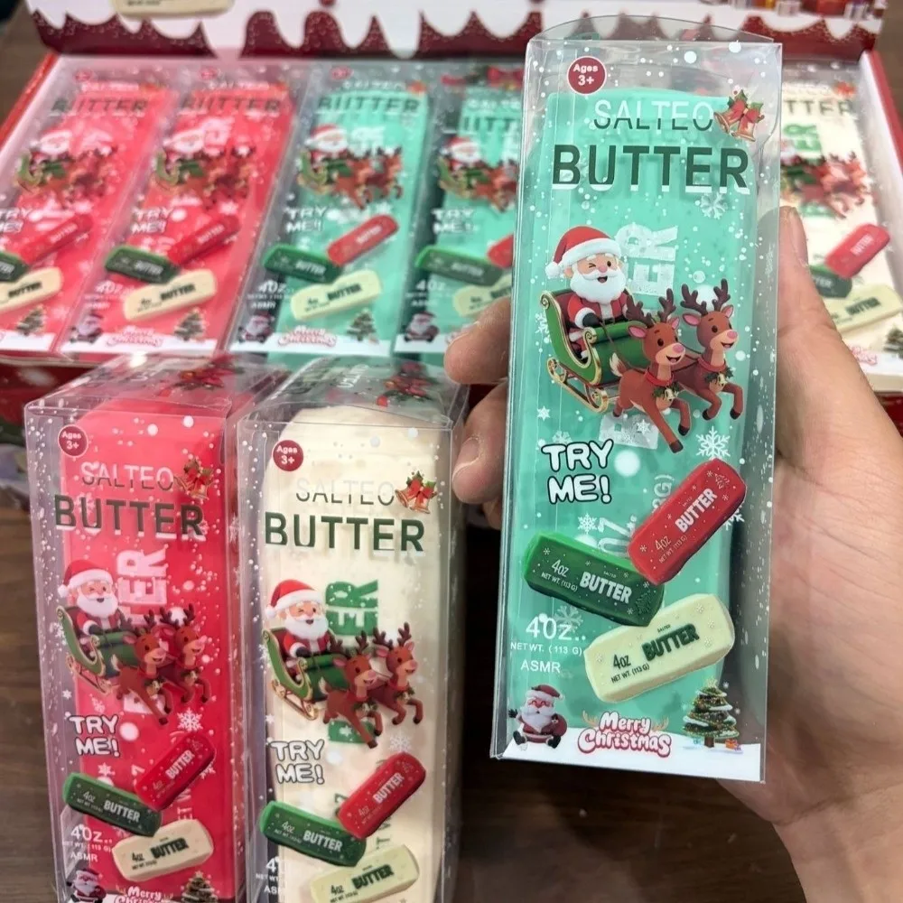 Crunchy Butter Stick Squeezed Toy Christmas Theme Snowflakes Butter Stick Squishy Toy Sound Effects Kneading