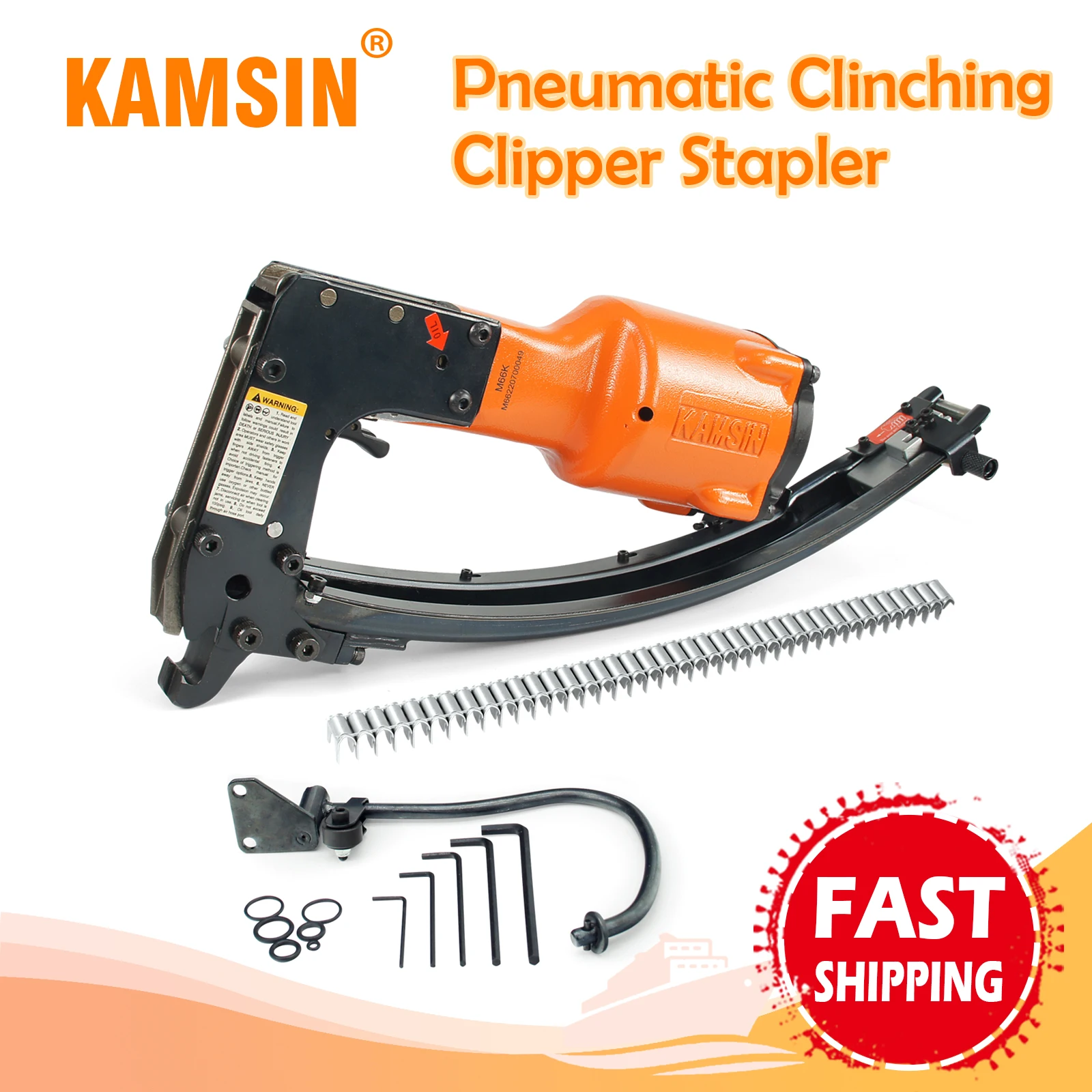 KAMSIN Air Power Clip Tool Gun, M66K, Stainless Steel Magazine, Wire Fixing, Mattress Clip Clipper, Air Riveter