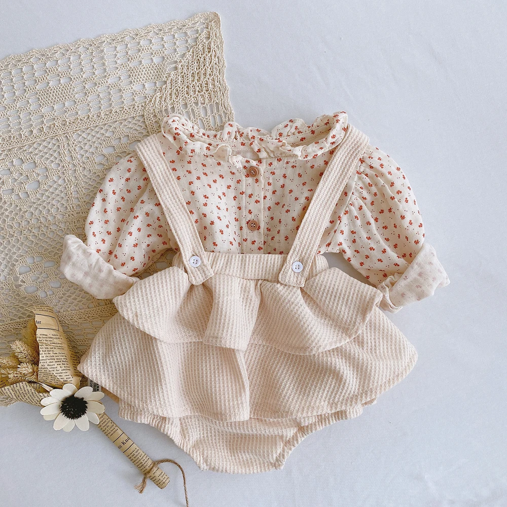 Baby Boutique Clothing Sets Plaid Blouses With Ruffles Bloomers 2pcs Clothing Sets Baby Suits Newborn Baby Items Floral Clothes