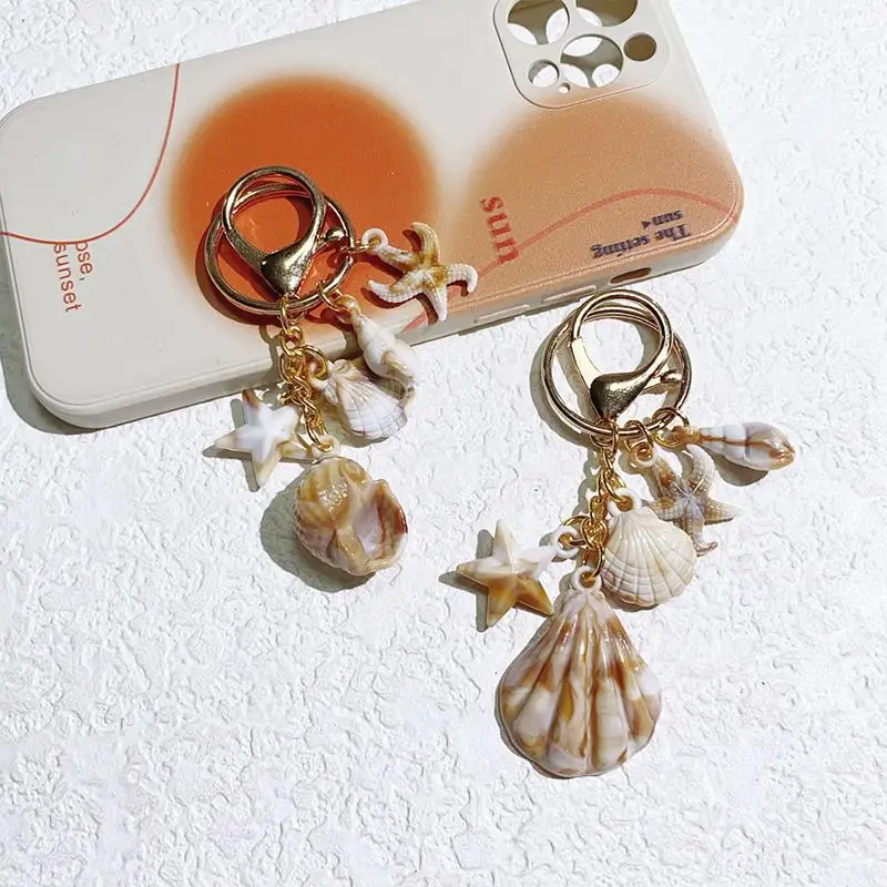 Bohemia Beach Style Muschel-Seestern-Schlüsselanhänger, modische Taschenanhänger und Auto-Ornamente – Detail 1