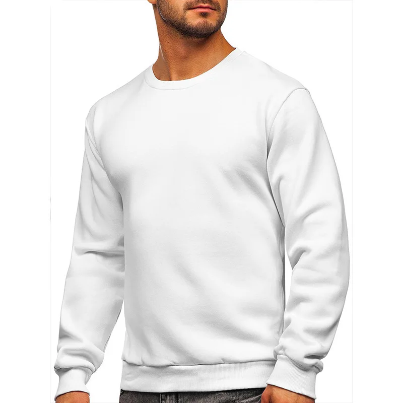 Men's O-Neck Long Sleeve Fleece-Lined T-Shirt Thermal Underwear Fleece Velvet Brushed Base T Shirt For Autumn And Winter