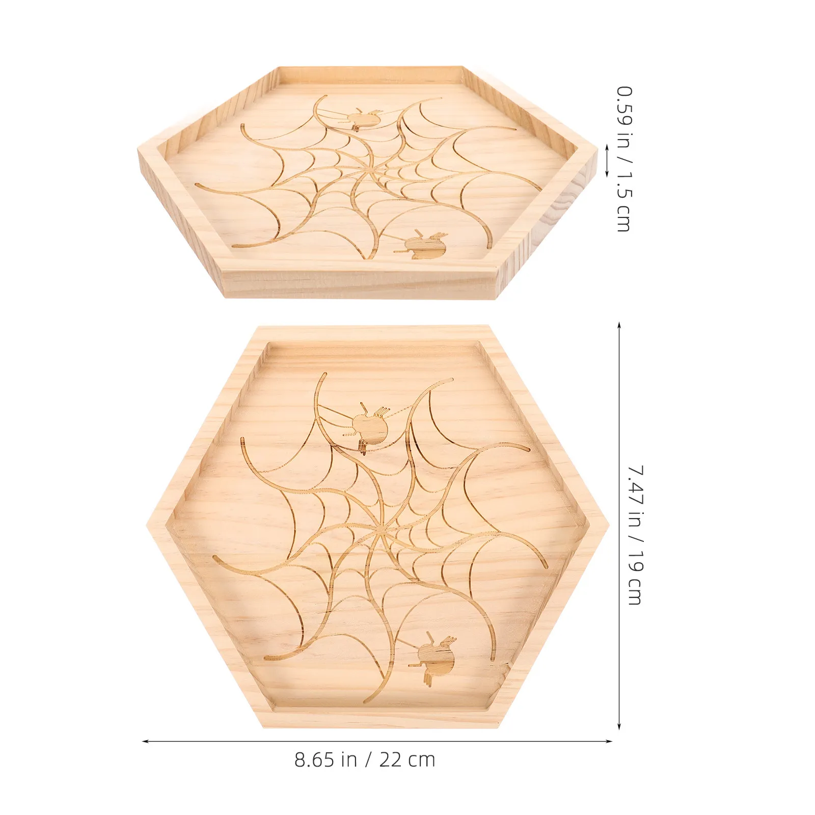 Spider Web Halloween Wooden Serving Plate Hand Polished Lightweight Easy Clean Perfect for Desserts Fruits Snacks Party