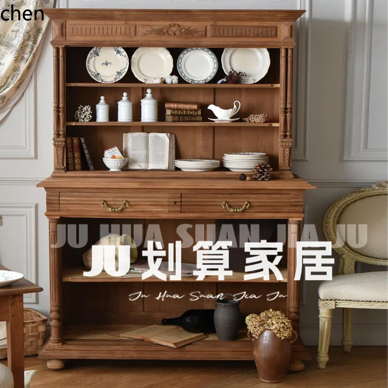 

HTT Solid Wood Small Apartment Sideboard Cabinet Rustic Living Room Storage Simple Entryway Wall-Mounted Storage Cabinet
