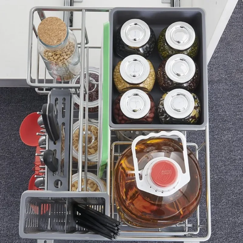 Dry-plated cabinet large-capacity condiment basket production, seasoning basket storage basket, line drawer basket F