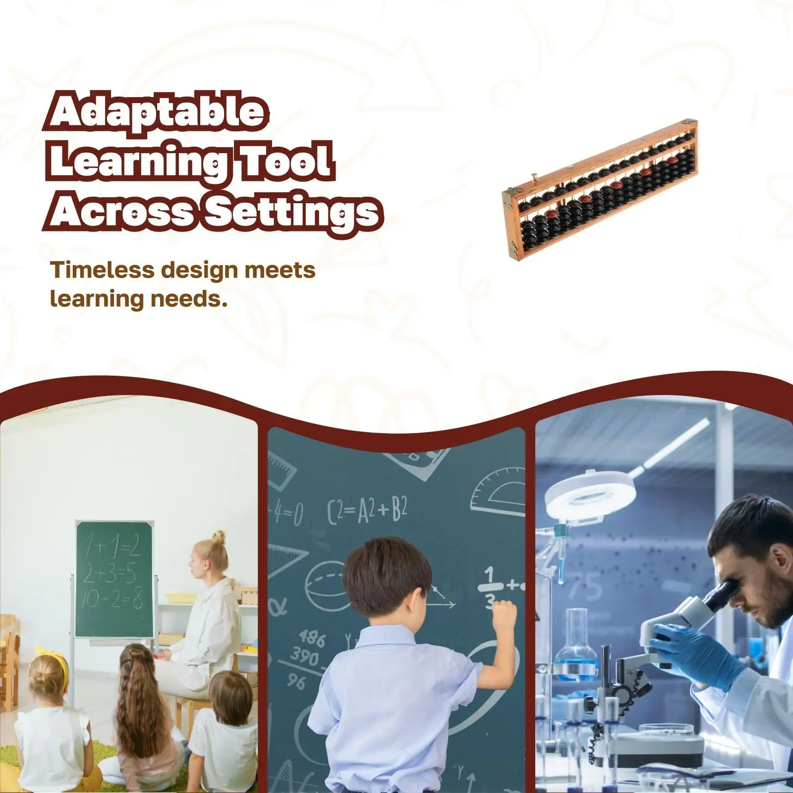 17 colonne Abaco matematico Perline di conteggio in legno Aiuto per l'apprendimento Giocattoli educativi per bambini Numeri di educazione matematica per bambini