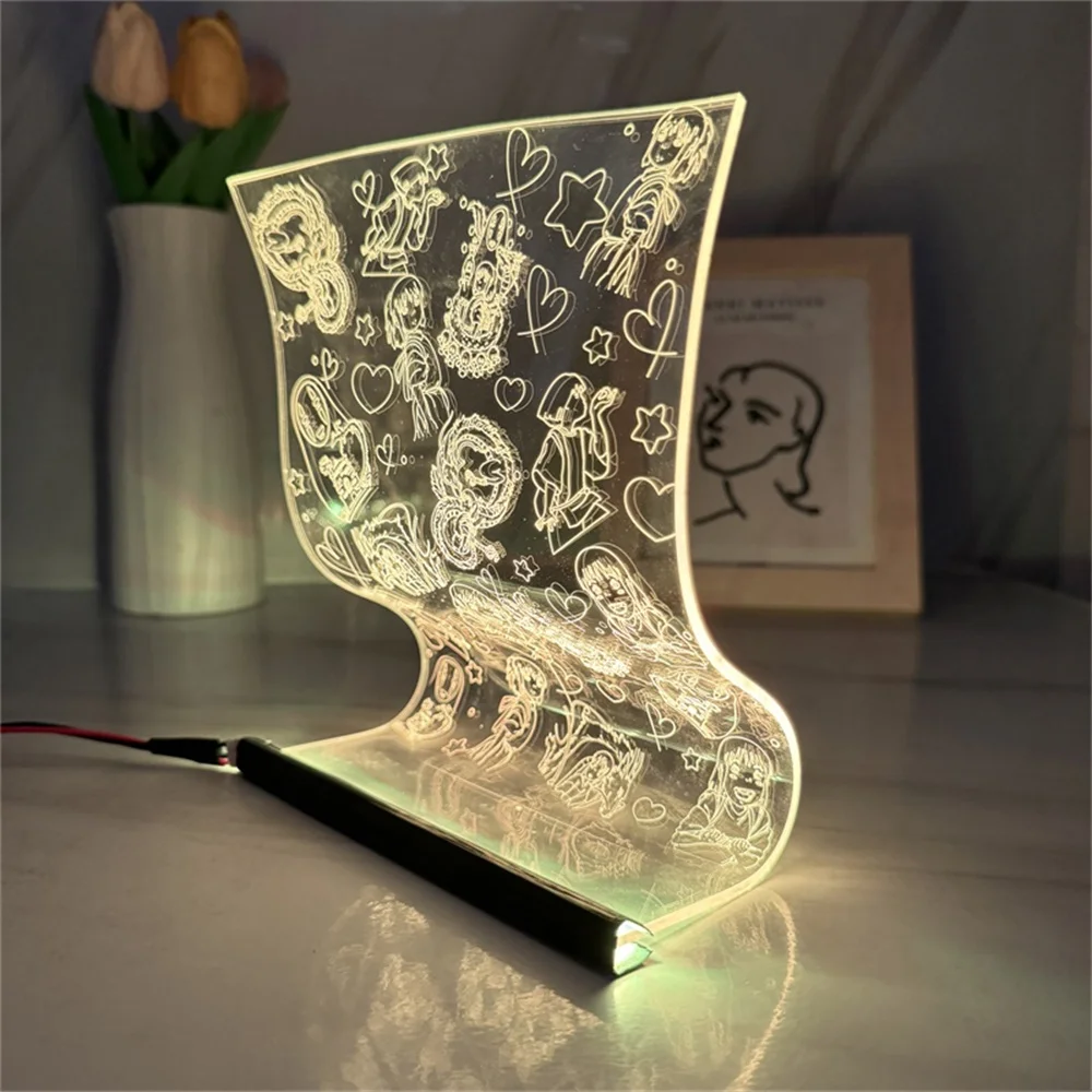 Spirite Away LED Table Atmosphere Light, Acrílico Scroll Lamp, 3D Nightlight, Cartoon Art Decor, 3,7 Cor Presentes