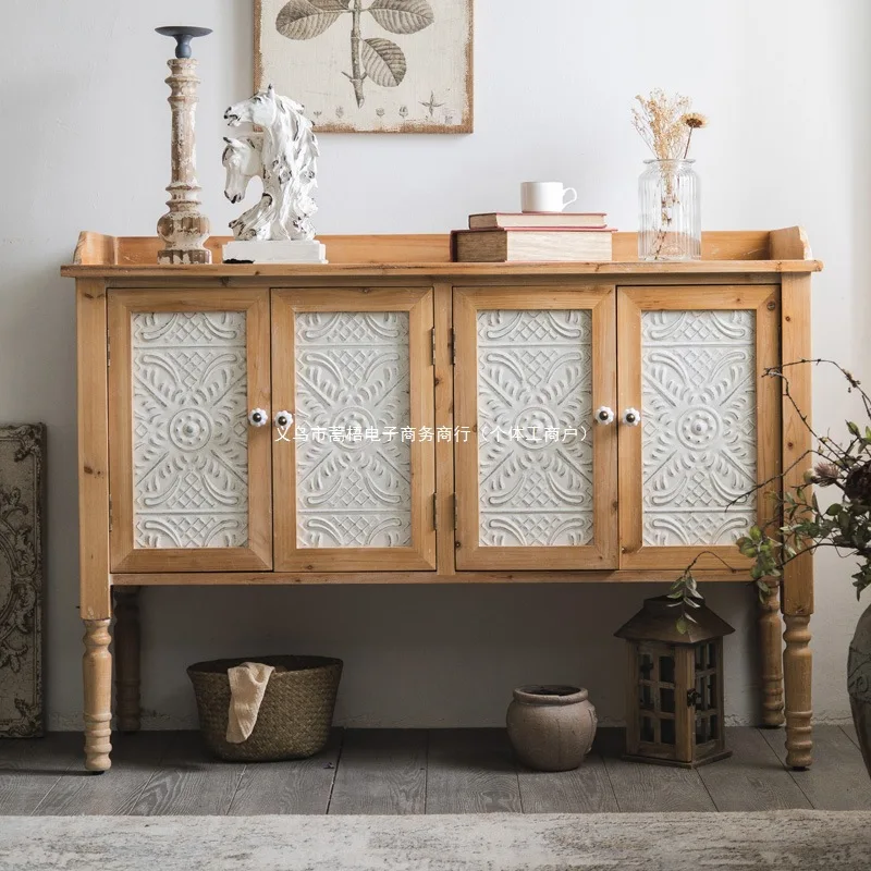 Home entrance cabinet American country French retro cabinet living room against the wall