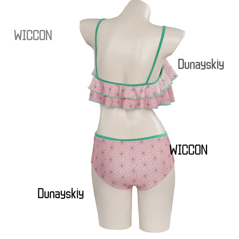 Nezuko купальник косплей комплект купальник парик летний пляж Хэллоуин аниме конвенционный наряд