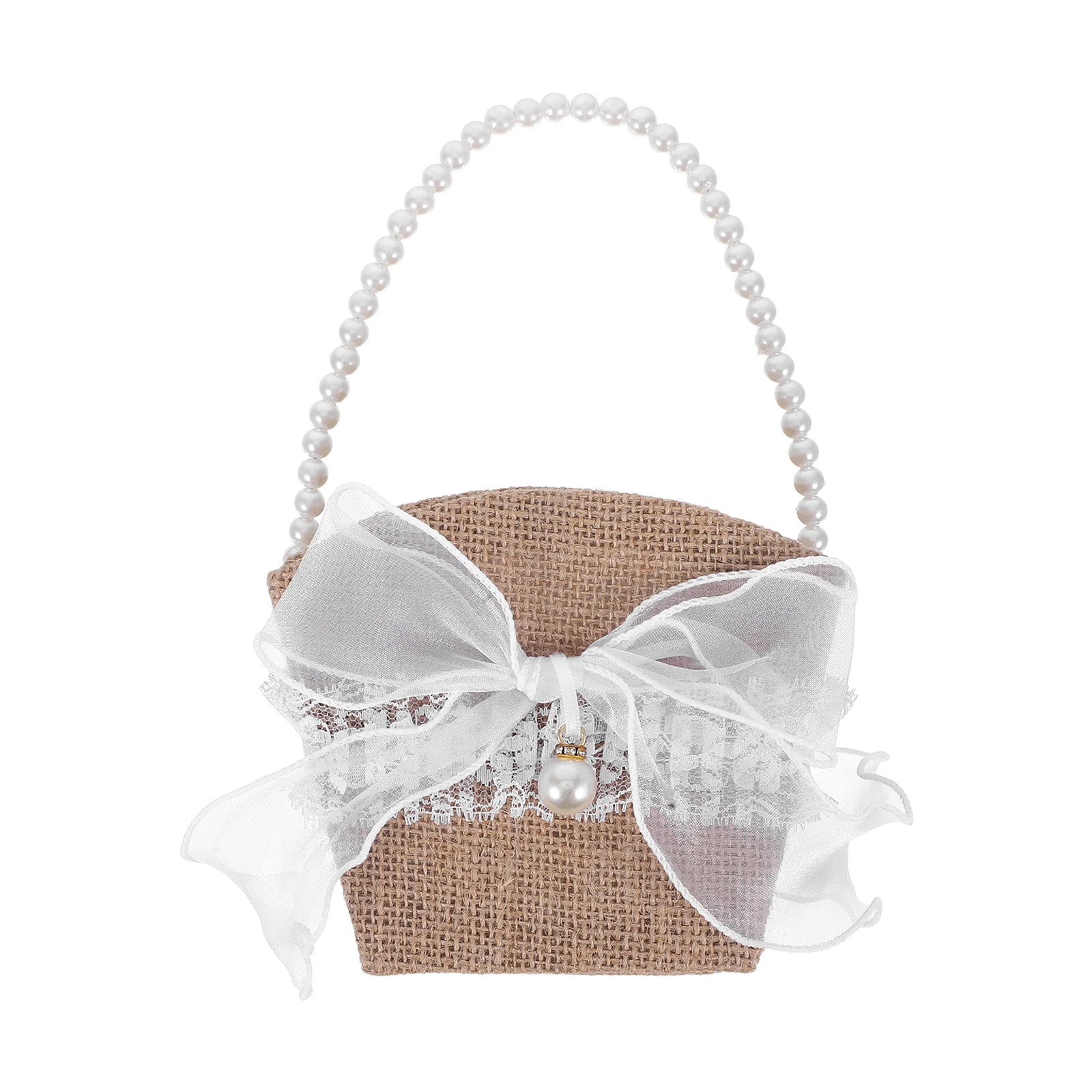 

Butterfly Bow Basket Small Wedding Flower Petal Basket Light Brown Linen Wedding Decor Small Girls Baskets Handwoven Storage