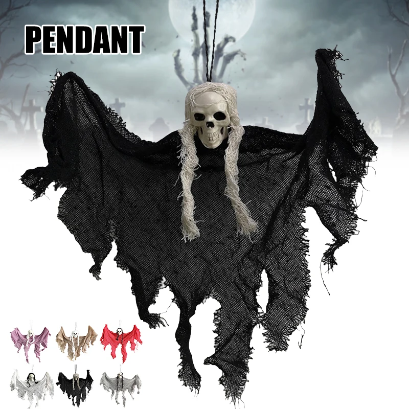 هالوين معلقة شبح مخيف الجمجمة الشاش حفلة هيكل جمجمة شبح زخرفة الرعب الدعائم في الهواء الطلق مدخل الديكور الدعائم