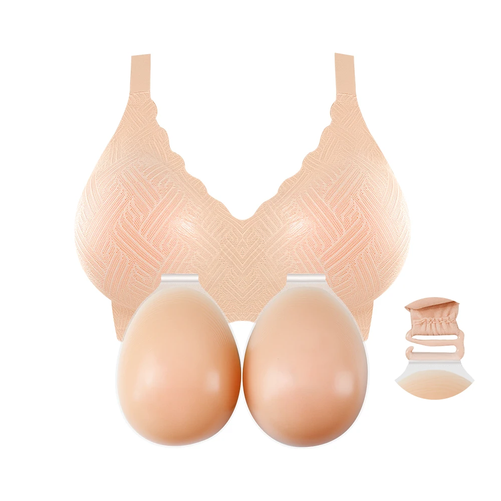 ONEFEN Silicone Thicken Breast Pad Form With Bra Women's Fake Boob Enhancement Magnify Underwear 2-in-1 Small Chest Becomes Big