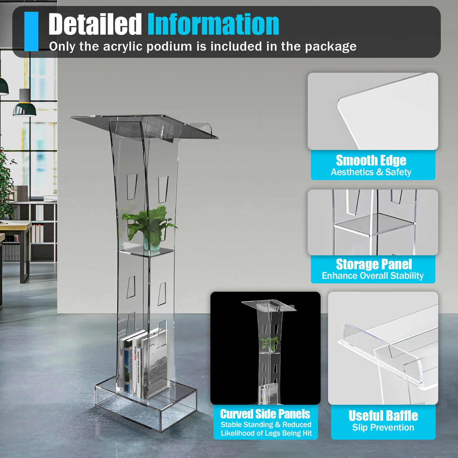 LED Clear Pulpit Presentation Podium Lectern Podium Christian Lectern Lucite Church Acrylic Pulpit