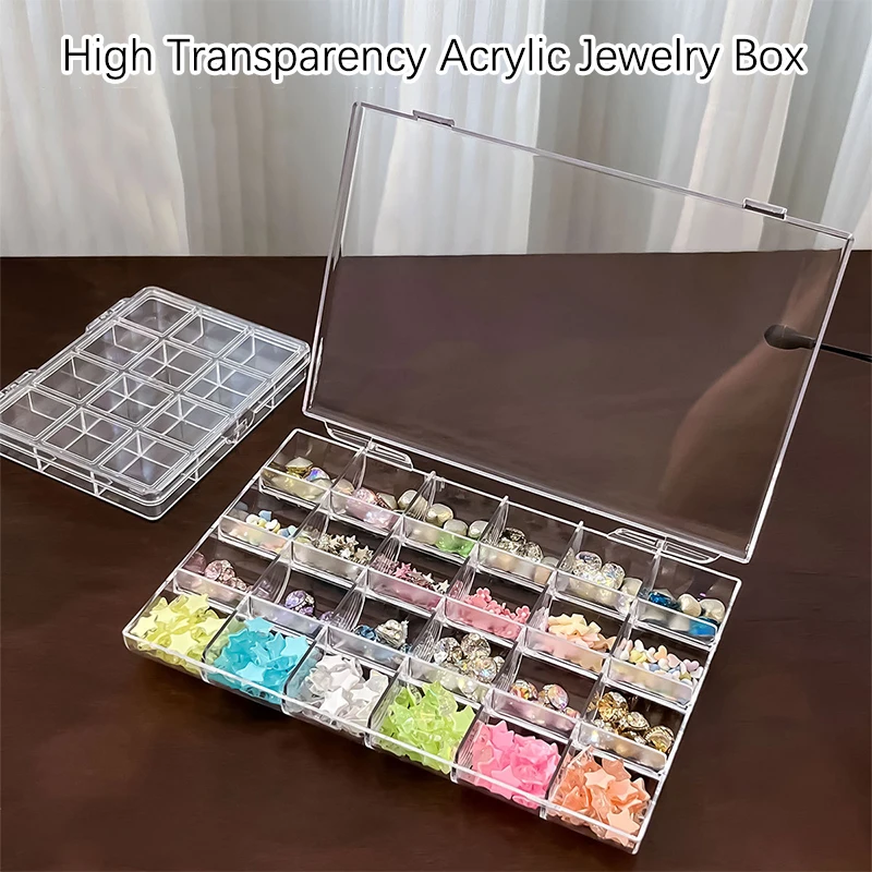 12/21/24 Grids Nail art Organizer Box Glitter Strass Edelsteine Lagerung Fall Box DIY Schmuck Perlen Stickerei Organizer Container
