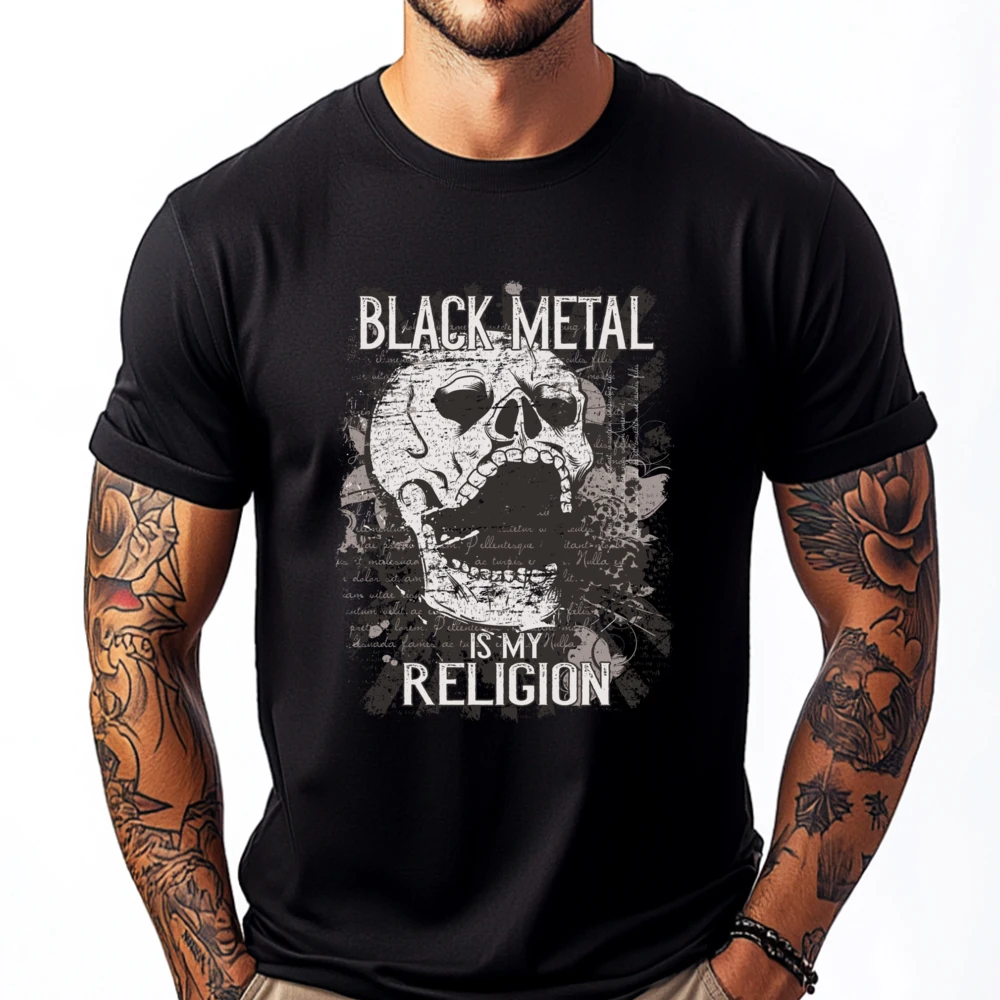 

Black Metal Is My Religion I Skull I Guitarist Fashion T Shirt Men Vintage T Shirts Easter Sunday