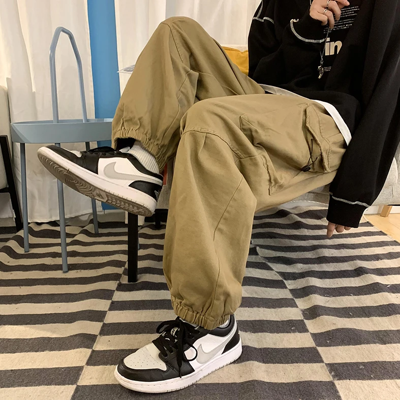 Plus ขนาดญี่ปุ่น Streetwear Oversize กางเกง Cargo ผู้ชายเสื้อผ้า Harajuku Joggers ลำลองเกาหลี Hip Hop Baggy กางเกงชาย