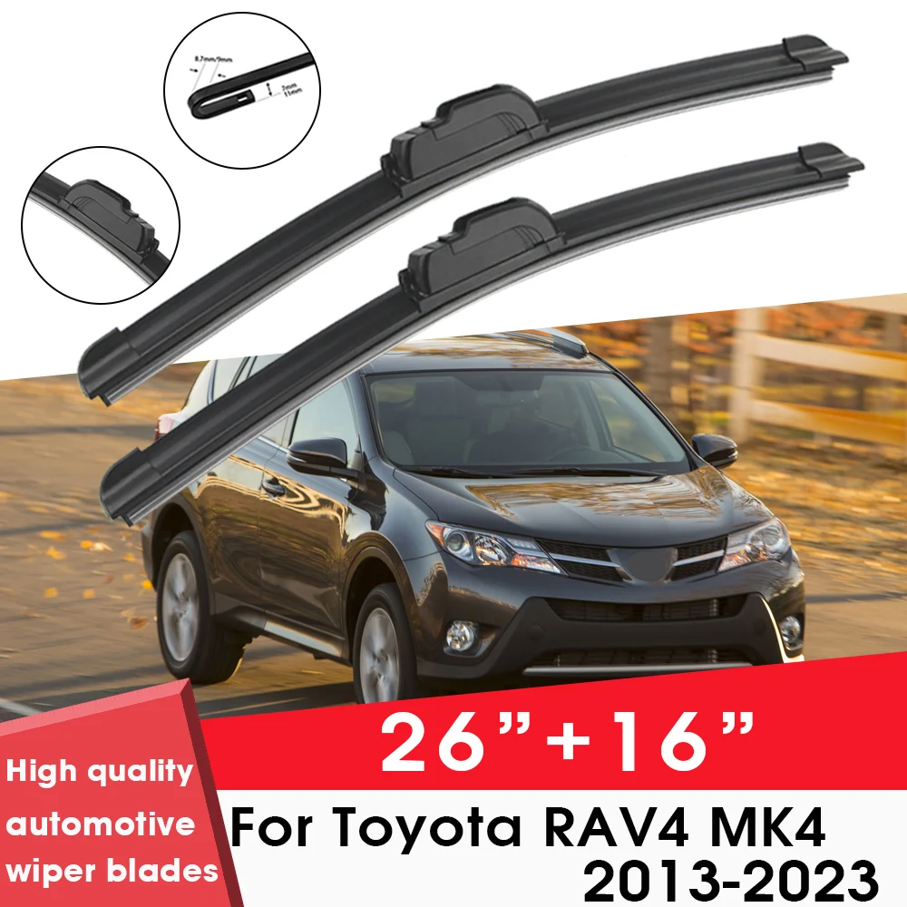 

Car Wiper Blade Blades For Toyota RAV4 MK4 2013-2023 26"+16" Windshield Windscreen Clean Naturl Rubber Car Wipers Accessories