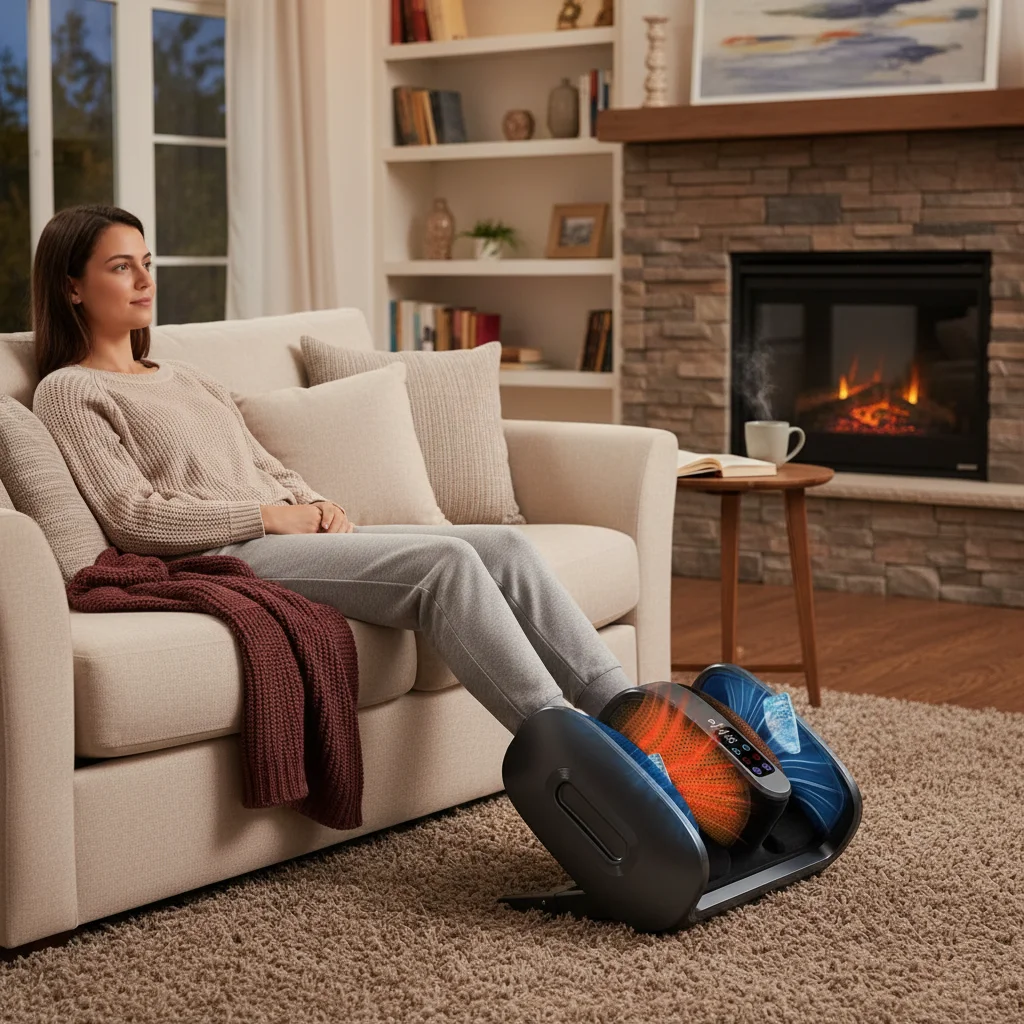 Shiatsu Foot Massager with Heat & Ice Therapy, Deep Kneading for Pain Relief, Adjustable Intensity, Gray