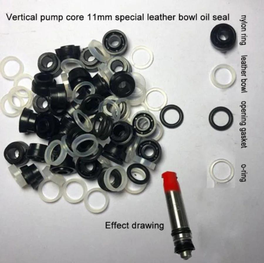 5 Sets Vertical Jack Pump Core Oil Seal Gasket Old-fashioned Leather Bowl 11mm 12mm Car Repair Tool Accessories