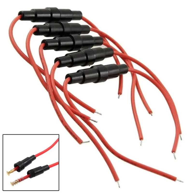 5PCS 22AWG Wire Cable 5X20MM Glass Fuse Tube Fuse Casing