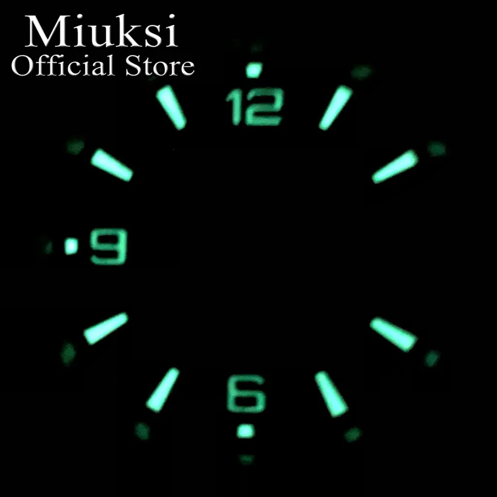 Miuksi 31mm black blue green white watch dial luminous fit NH35 movement