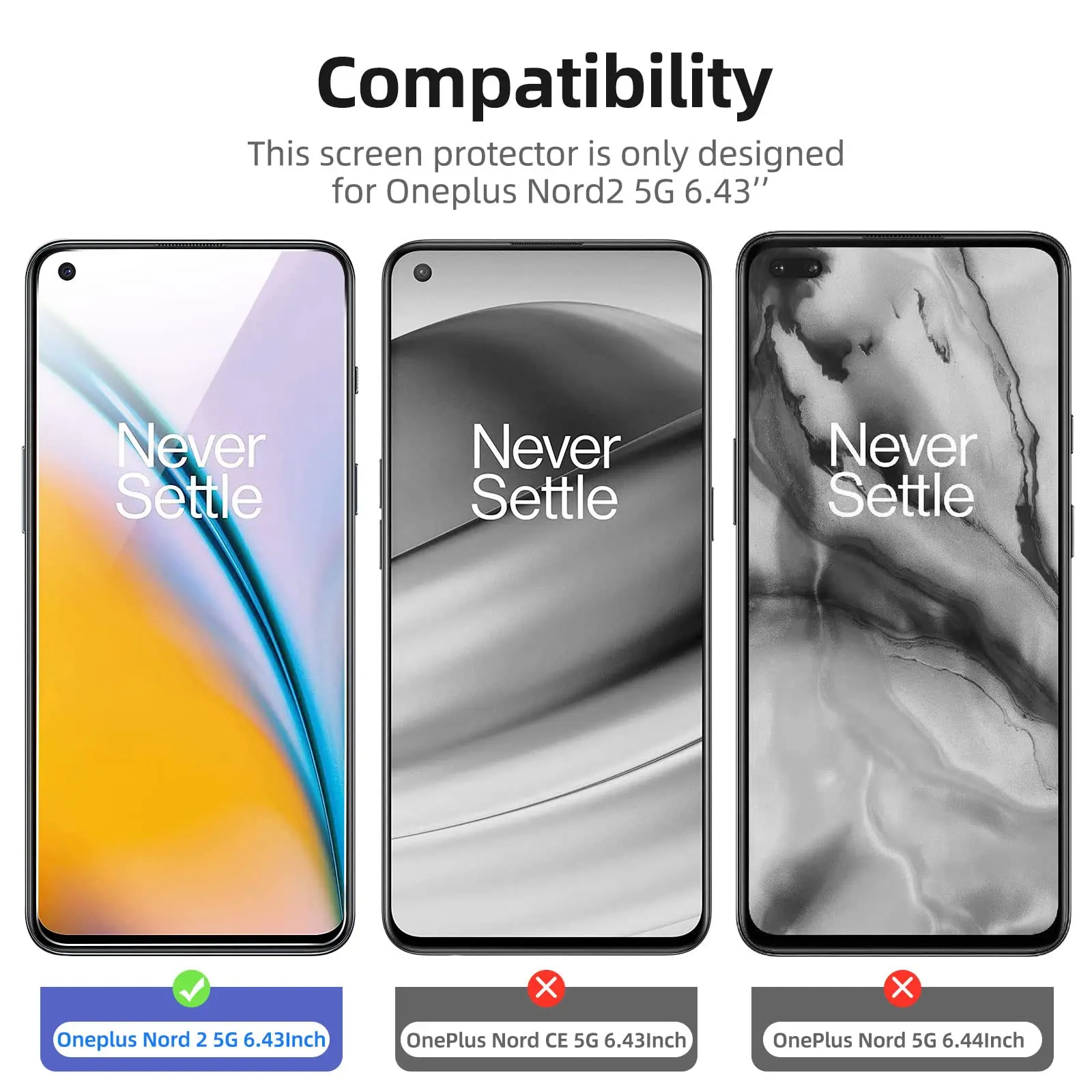 Pelindung layar untuk OnePlus Nord 2, Tempered Glass aluminium tinggi kristal HD 9H transparan bening Anti gores Case ramah